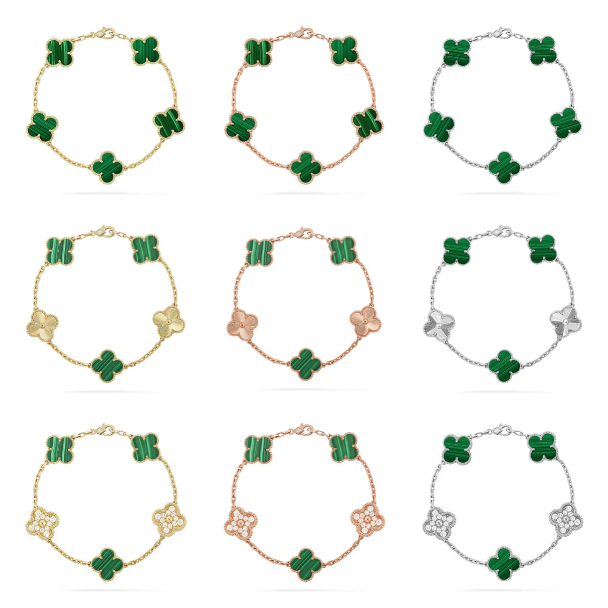 [Moco]New  CLOVER 5 MOTIF MALACHITE BRACELET COLLECTION