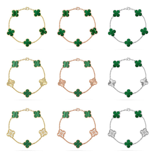 [Moco]New  CLOVER 5 MOTIF MALACHITE BRACELET COLLECTION