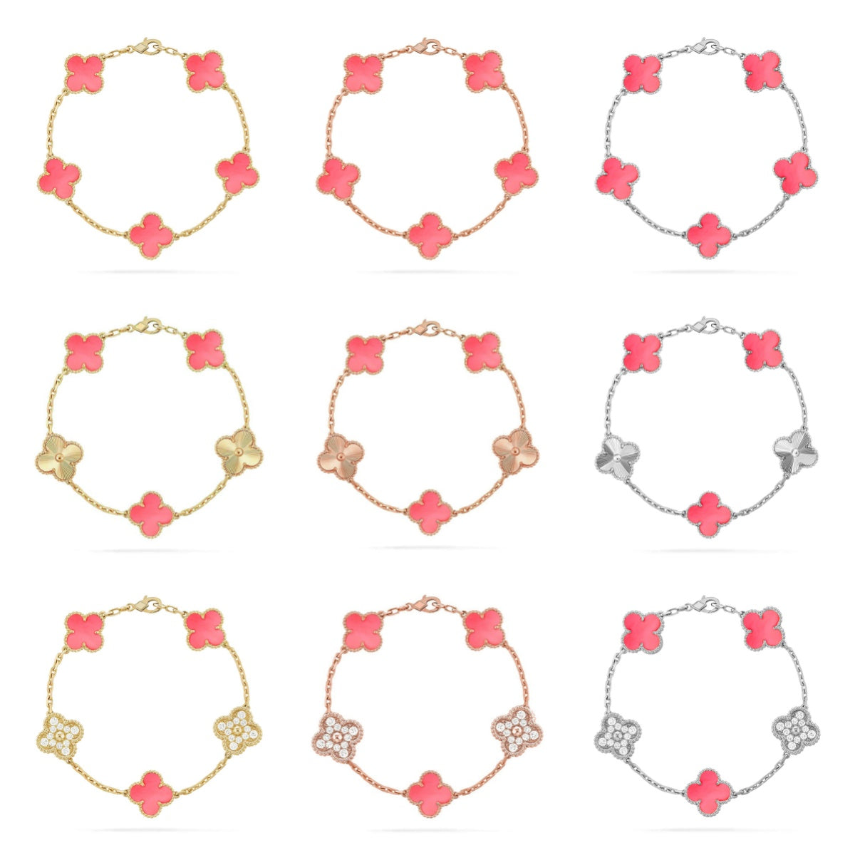 [Moco]New  CLOVER 5 MOTIFS  PINK MOP BRACELET COLLECTION