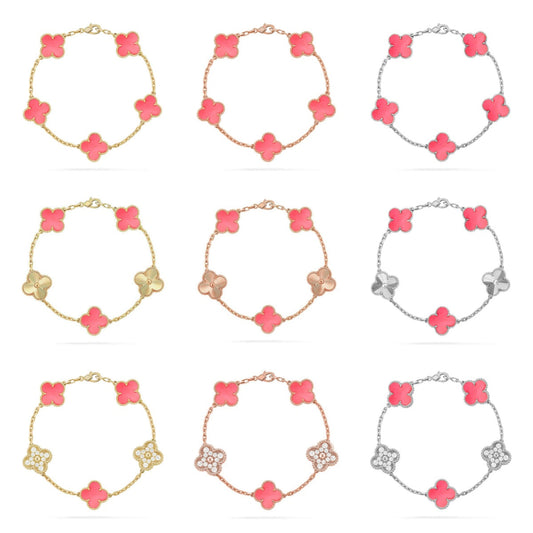 [Moco]New  CLOVER 5 MOTIFS  PINK MOP BRACELET COLLECTION