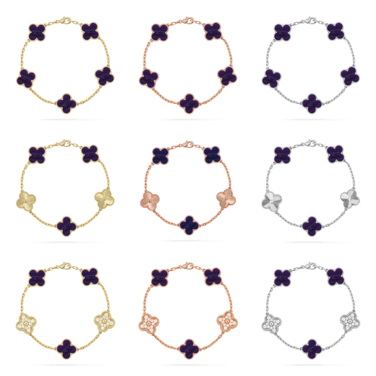 [Moco]New CLOVER 5 MOTIF PURPLE STRIPES BRACELET COLLECTION