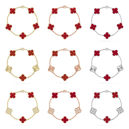 [Moco]New  CLOVER 5 MOTIF RED CORNELIAN BRACELET COLLECTION