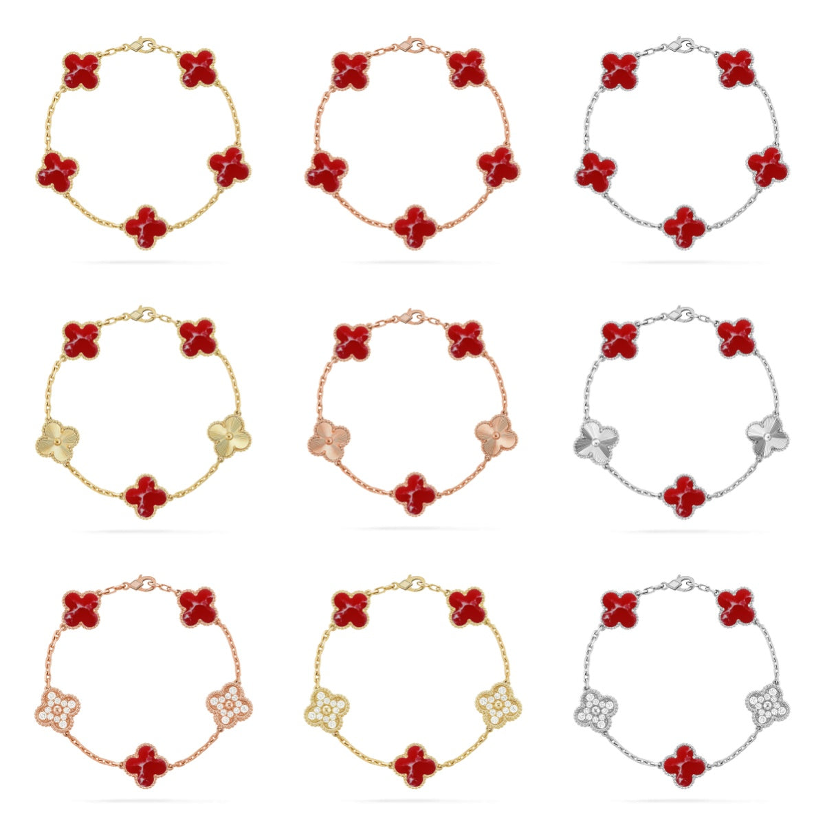 [Moco]New CLOVER 5 MOTIF RED PATTERN BRACELET COLLECTION