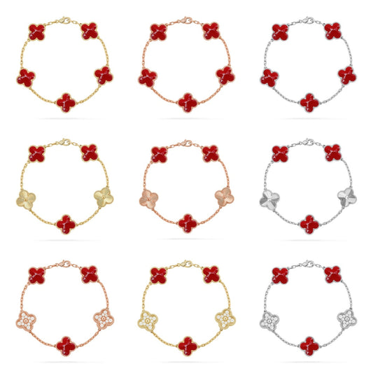 [Moco]New CLOVER 5 MOTIF RED PATTERN BRACELET COLLECTION