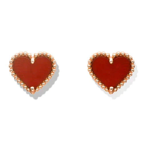 ¡®Moco¡¯HEART CARNELIAN STUD EARRINGS