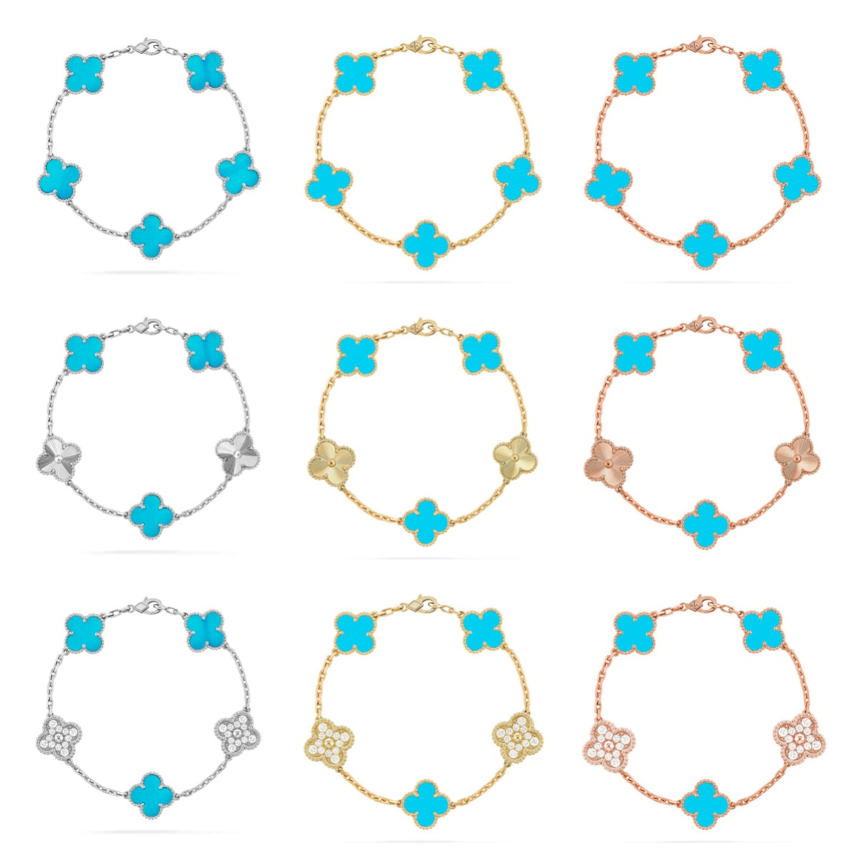 [Moco]New  CLOVER 5 MOTIF TURQUOISE BRACELET COLLECTION