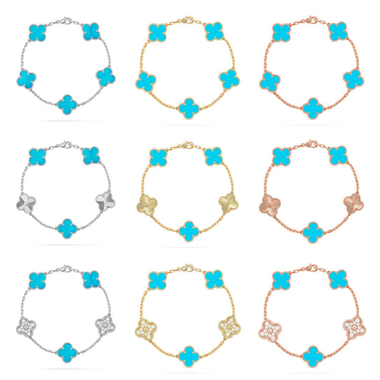 [Moco]New  CLOVER 5 MOTIF TURQUOISE BRACELET COLLECTION