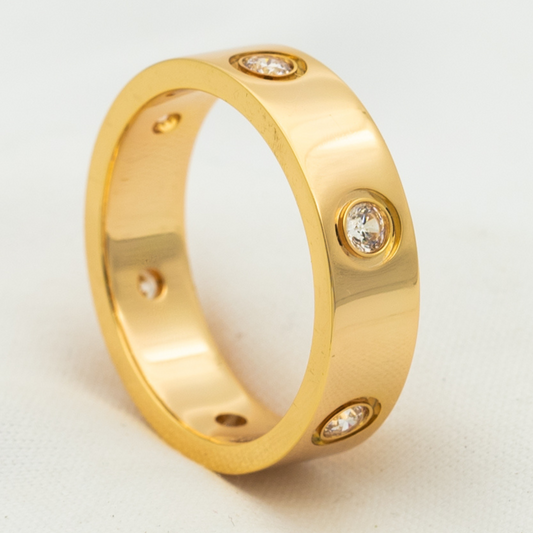 ¡®Moco¡¯LOVE RING 5.5MM 6 DIAMONDS PINK GOLD
