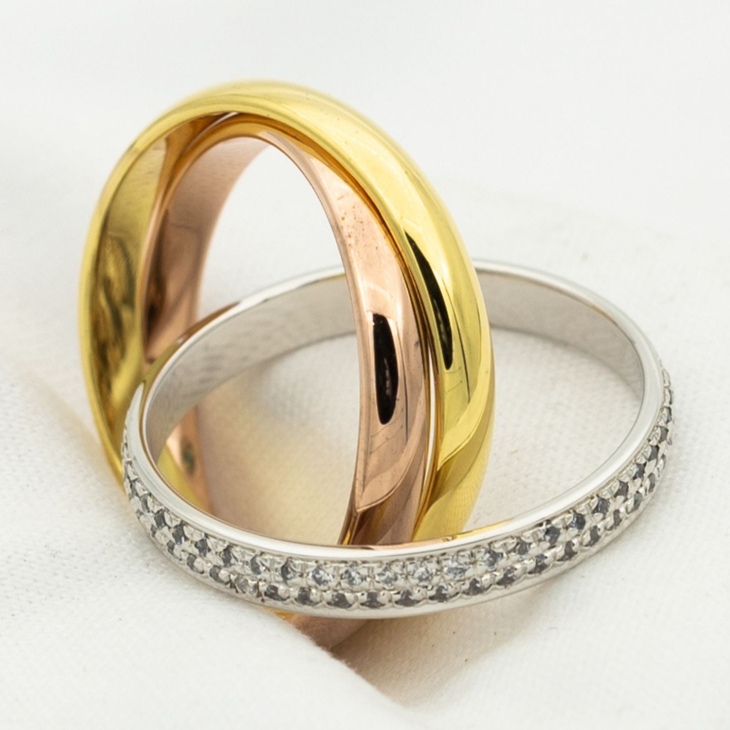 ¡®Moco¡¯TRINITY RING GOLD PINK GOLD SILVER DIAMONDS