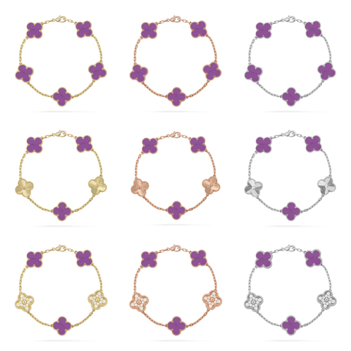 [Moco]New  CLOVER 5 MOTIF VIOLET BRACELET COLLECTION