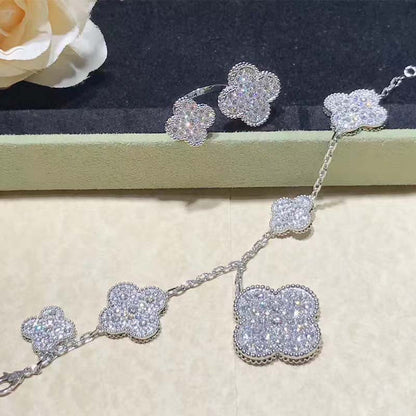 ¡®Moco¡¯CLOVER 6 MOTIFS SILVER DIAMOND BRACELET