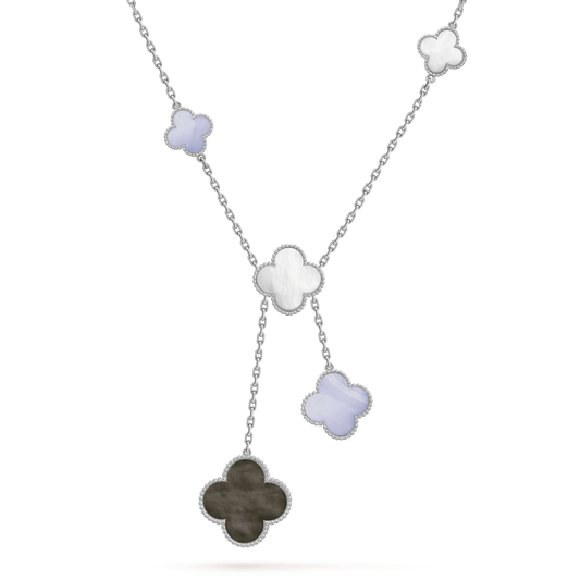 ¡®Moco¡¯CLOVER MOP CHALCEDONY NECKLACE SILVER 6 MOTIF