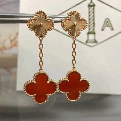 ¡®Moco¡¯CLOVER 2 MOTIF  LASER CARNELIAN EARRINGS