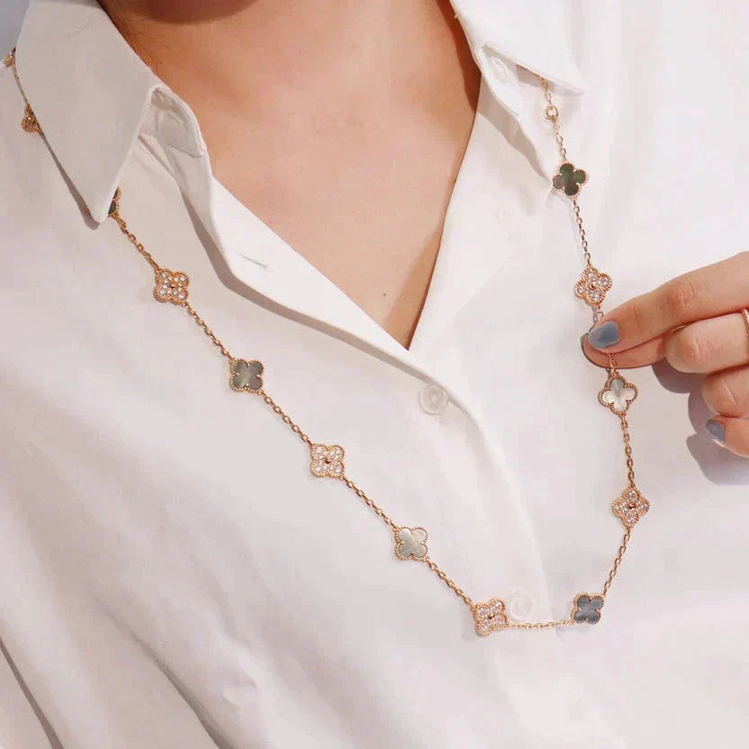 ¡®Moco¡¯CLOVER 20 MOTIFS DARK MOP DIAMOND  NECKLACE