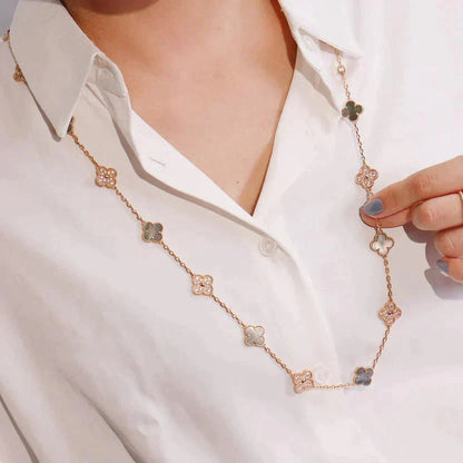 ¡®Moco¡¯CLOVER 20 MOTIFS DARK MOP DIAMOND  NECKLACE