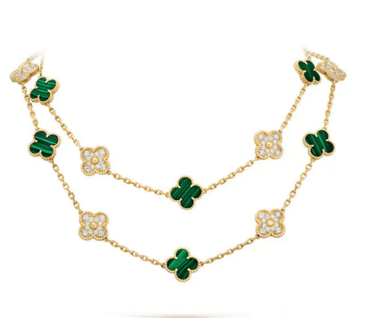 ¡®Moco¡¯CLOVER 20 MOTIFS MALACHITE DIAMOND NECKLACE