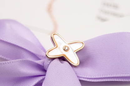 ¡®Moco¡¯JEUX DE WHITE MOP PINK GOLD DIAMOND EARRINGS