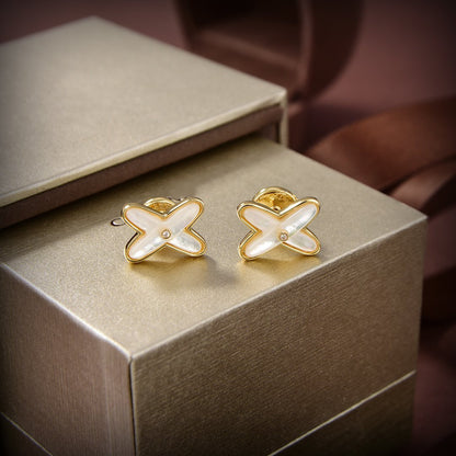 ¡®Moco¡¯JEUX DE WHITE MOP GOLD DIAMOND EARRINGS