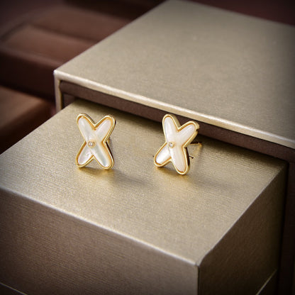 ¡®Moco¡¯JEUX DE WHITE MOP GOLD DIAMOND EARRINGS