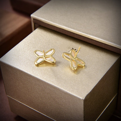 ¡®Moco¡¯JEUX DE WHITE MOP GOLD DIAMOND EARRINGS
