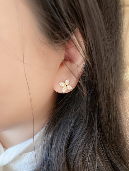 ¡®Moco¡¯STAR BLOSSOM STUD EARRINGS PINK GOLD DIAMONDS