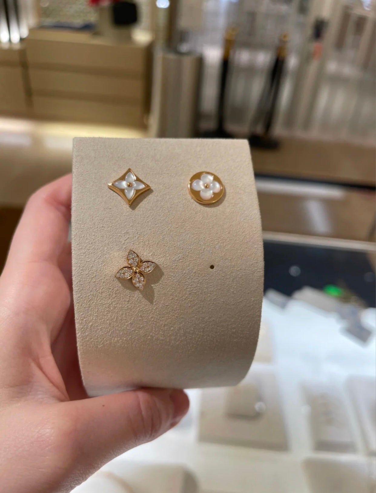 ¡®Moco¡¯STAR BLOSSOM STUD EARRINGS PINK GOLD DIAMONDS