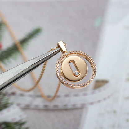 [ Moco ] Moco  MOVE PM NECKLACE PINK GOLD DIAMOND