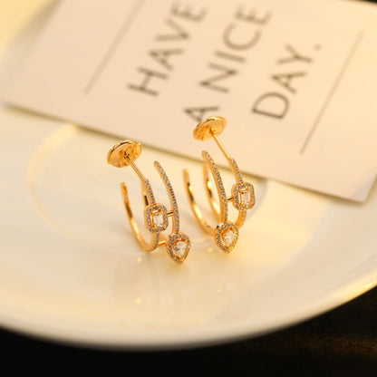 [ Moco ]CREOLES MY TWIN 2 RANGS SILVER DIAMOND EARRINGS