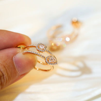 [ Moco ]CREOLES MY TWIN 2 RANGS SILVER DIAMOND EARRINGS