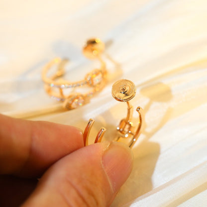 [ Moco ]CREOLES MY TWIN 2 RANGS SILVER DIAMOND EARRINGS