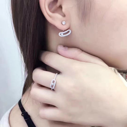 [ Moco ]MOVE UNO SILVER DIAMOND EARRINGS