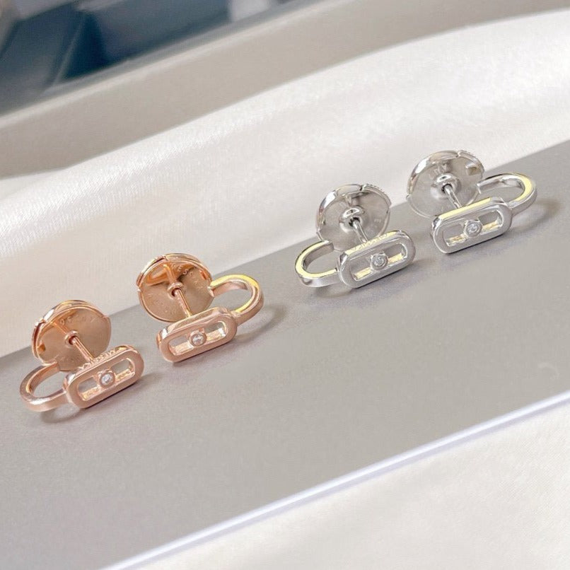 [ Moco ]CREOLES MOVE UNO MINI 1 DIAMOND EARRINGS