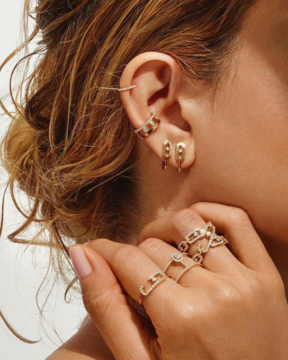 [ Moco ]CREOLES MOVE UNO MINI 1 DIAMOND EARRINGS