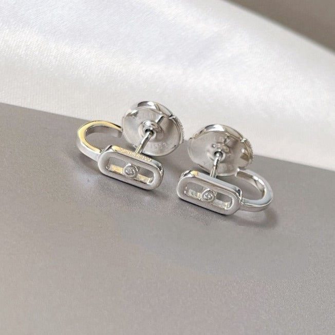 [ Moco ]CREOLES MOVE UNO MINI 1 DIAMOND EARRINGS
