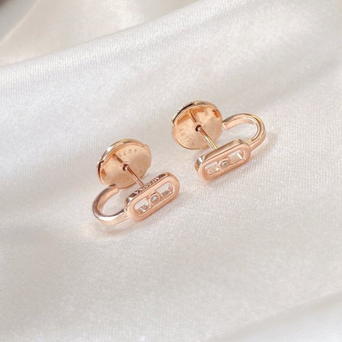 [ Moco ]CREOLES MOVE UNO MINI 1 DIAMOND EARRINGS