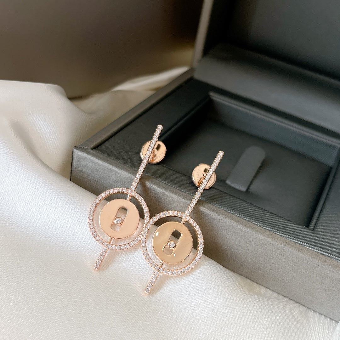 [ Moco ] Moco  MOVE ARROW PINK GOLD DIAMOND EARRINGS