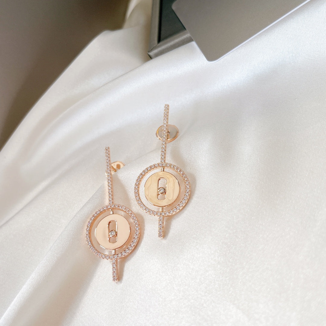 [ Moco ] Moco  MOVE ARROW PINK GOLD DIAMOND EARRINGS
