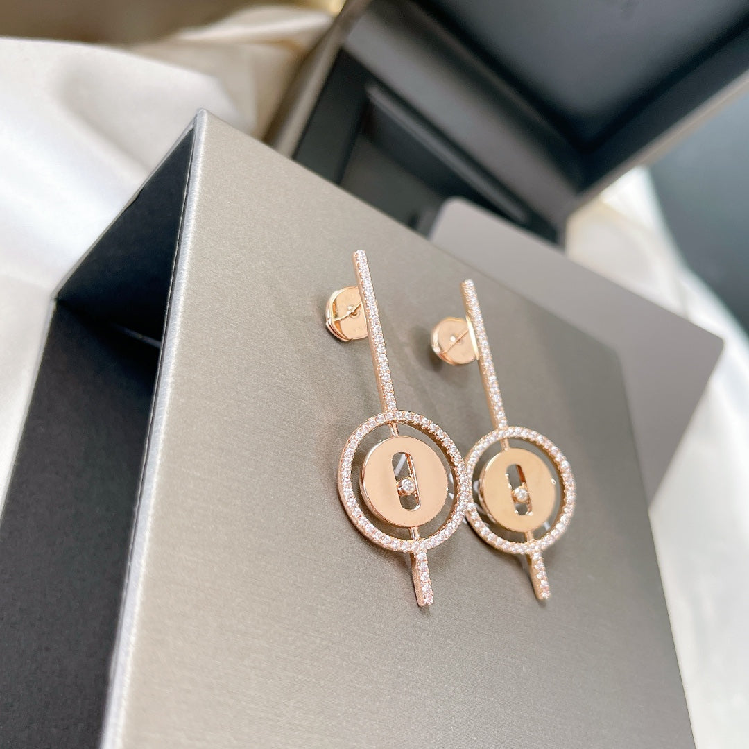 [ Moco ] Moco  MOVE ARROW PINK GOLD DIAMOND EARRINGS
