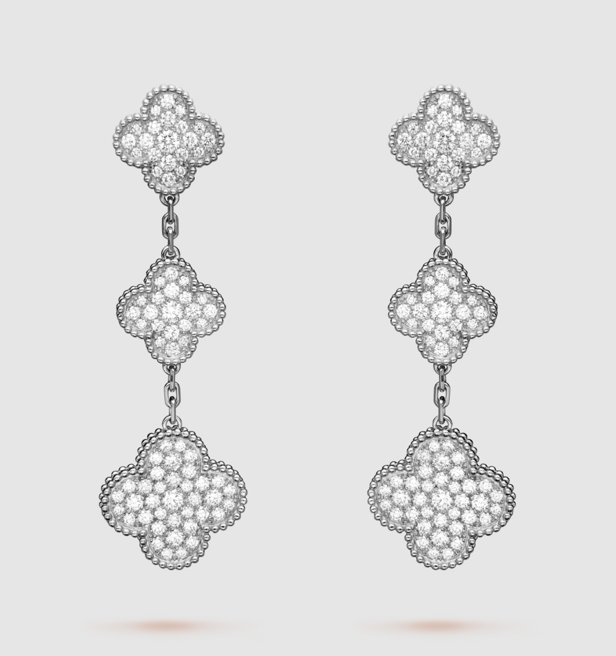 ¡®Moco¡¯CLOVER 3 MOTIF DIAMOND SILVER DROP EARRINGS
