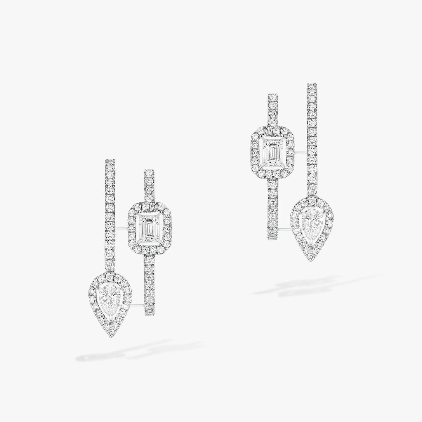 [ Moco ]CREOLES MY TWIN 2 RANGS SILVER DIAMOND EARRINGS