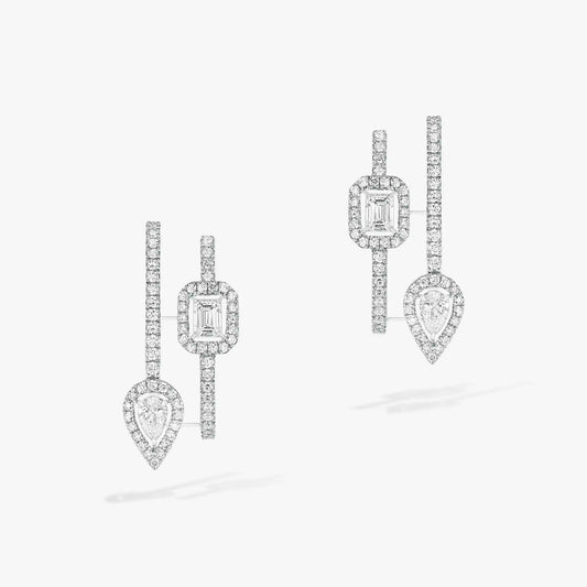 [ Moco ]CREOLES MY TWIN 2 RANGS SILVER DIAMOND EARRINGS