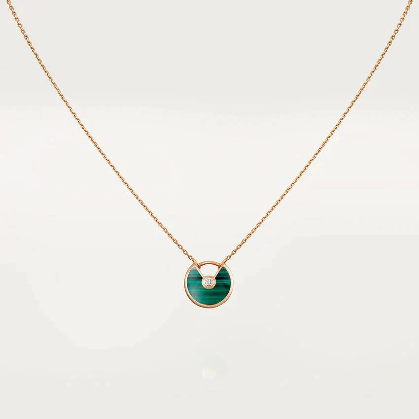 ¡®Moco¡¯AMULETTE ROSE GOLD MALACHITE NECKLACE