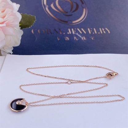 ¡®Moco¡¯AMULETTE ROSE GOLD ONYX NECKLACE