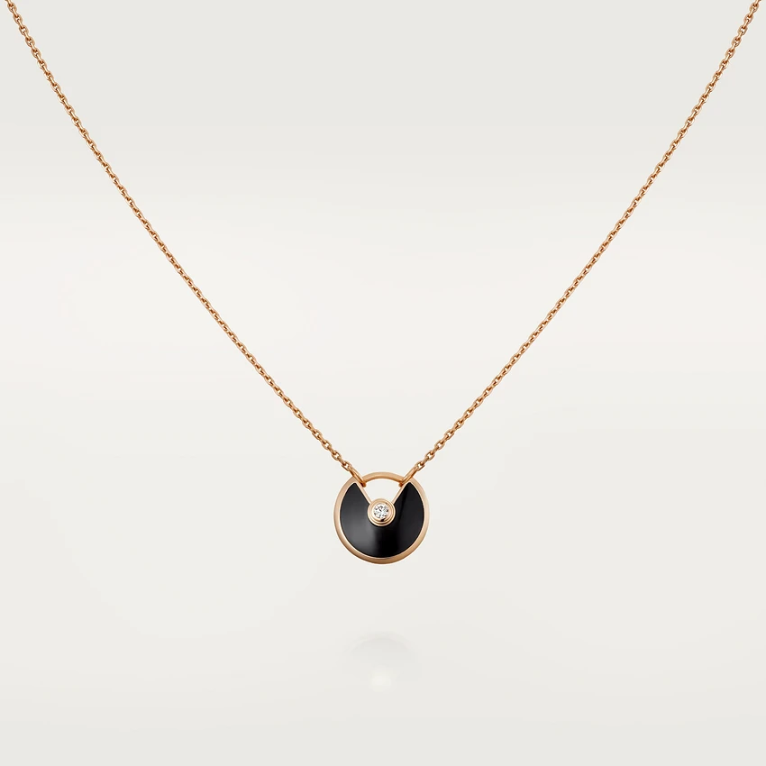 ¡®Moco¡¯AMULETTE ROSE GOLD ONYX NECKLACE