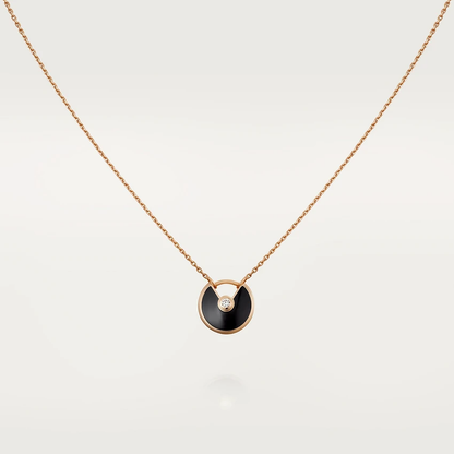 ¡®Moco¡¯AMULETTE ROSE GOLD ONYX NECKLACE