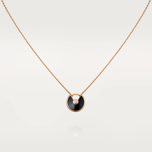 ¡®Moco¡¯AMULETTE ROSE GOLD ONYX NECKLACE