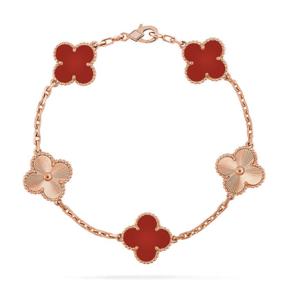 [Moco]New  CLOVER 5 MOTIF RED CORNELIAN BRACELET COLLECTION
