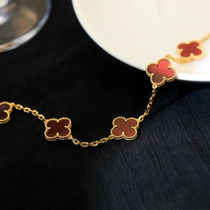 [Moco]New  CLOVER 5 MOTIF RED CORNELIAN BRACELET COLLECTION