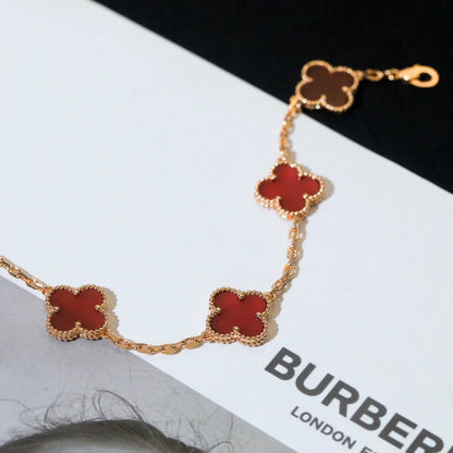 [Moco]New  CLOVER 5 MOTIF RED CORNELIAN BRACELET COLLECTION