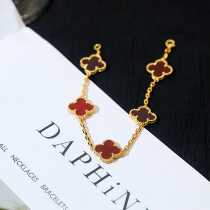 [Moco]New  CLOVER 5 MOTIF RED CORNELIAN BRACELET COLLECTION
